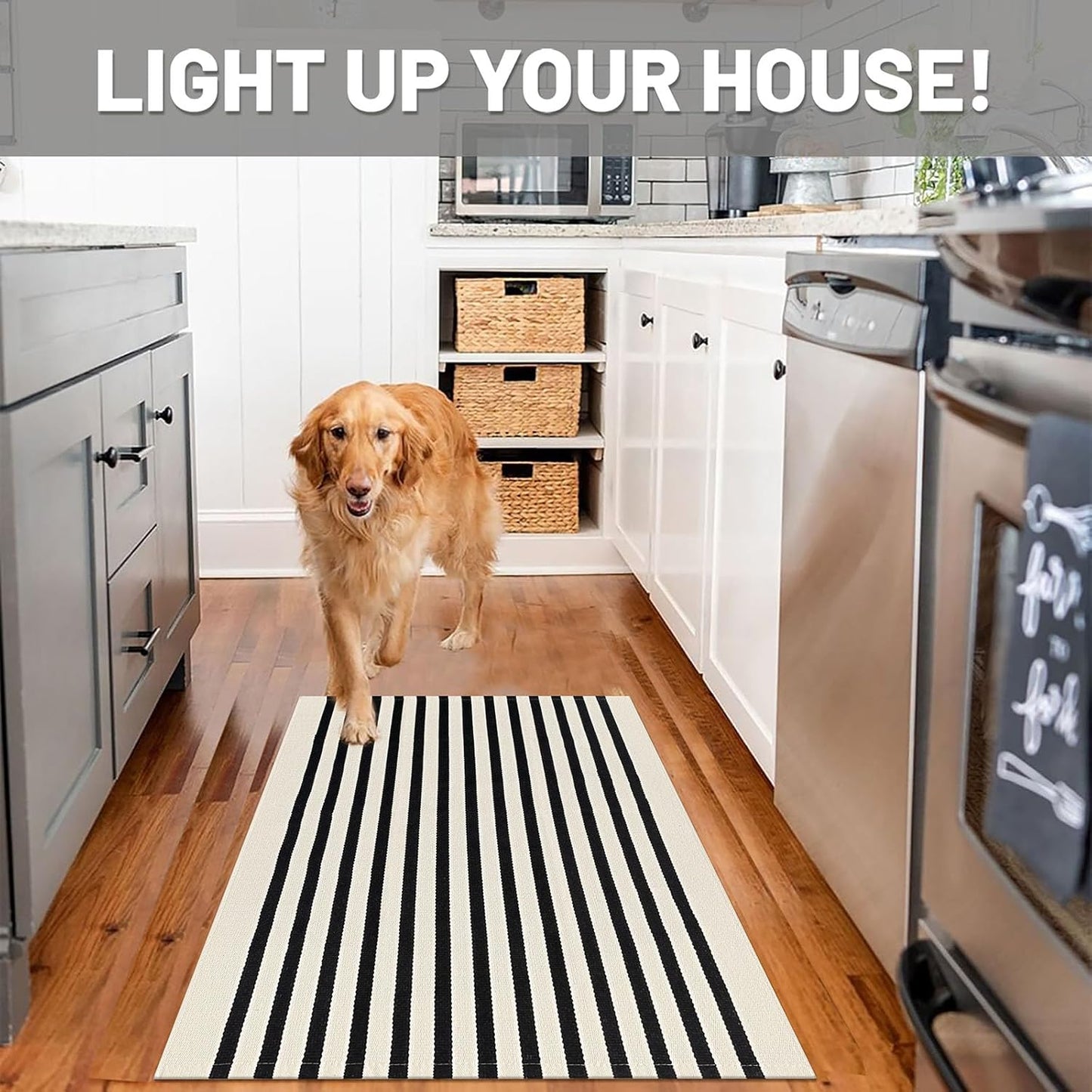 IOHOUZE Black Beige Striped Rug -2.3'x3.6' Front Door Rugs Outdoor, Small Washable Area Rug for Front Porch, Spring Summer Welcome Mats Outdoor Indoor, Doormat for Entryway Porch Entrance