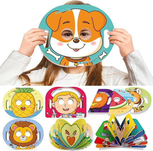 Giant Mask Flash Cards,Fruits Role Character Animal Letter Flashcards for Toddlers,Gift for Toddler Learning Games Preschool Kindergarten Classroom Must Haves Learning Resources Toys Educational Games