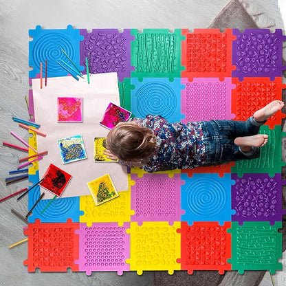 Foam Play Mat for Kids: 12 Pieces Square EVA Foam Interlocking Tile Floor Puzzle Mat, Infant and Toddler Play Mat, Soft Non-Toxic Sensory Floor Tiles for Baby Gym, Nursery, Playroom