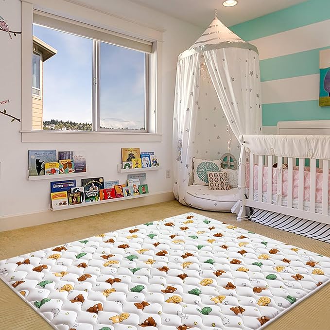 Premium Foam Baby Play Mat for Floor 79" X 71", Extra Large Soft Thicker Activity Playmats for Babies, Toddlers, Infants, Play & Tummy Time, Foldable & Machine Washable Baby Crawling Mat