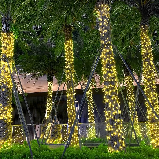 Outdoor String Lights, 1000 LED 328Ft Christmas Light with Remote, 8 Lighting Modes, Powered Plug for Wedding Party Garden Tree Yard Indoor Decorations