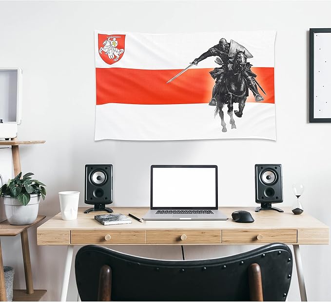 Belarus Knight Flag 3x5 Feet – Resistance Symbol with Knight On Horseback, Brass Grommets for Protests and Solidarity, Lightweight and Easy to Hang on Flagpoles, Built to Withstand Outdoor Conditions