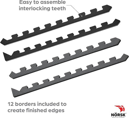 Norsk Dual-Sided Reversible 1/2" Foam Exercise Mats for Home Gym - Interlocking EVA Foam Tiles