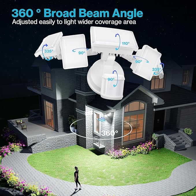 Olafus 100W Motion Sensor Outdoor Lights, 10000LM 2 Pack Motion Sensor Flood Light, Dusk to Dawn Outdoor Lighting, IP65 Waterproof Motion Detector Lights for Outside, White