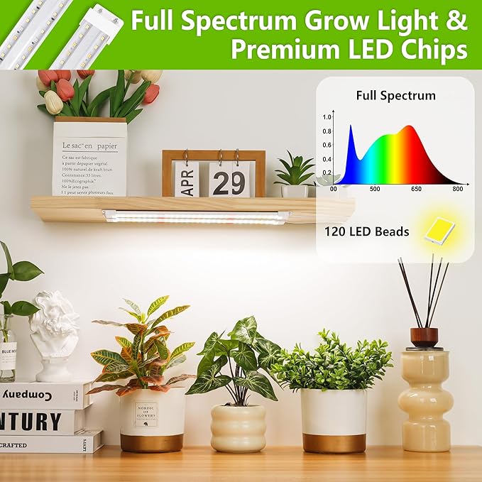 FOXGARDEN Dual-Row Grow Light Strip for Indoor Plants Full Spectrum, 480 LEDs Plant Lights for Indoor Growing with 4/8/12H Timer, Strip Grow Light for Indoor Plants, 10 Dimmable Levels, 2 Pack