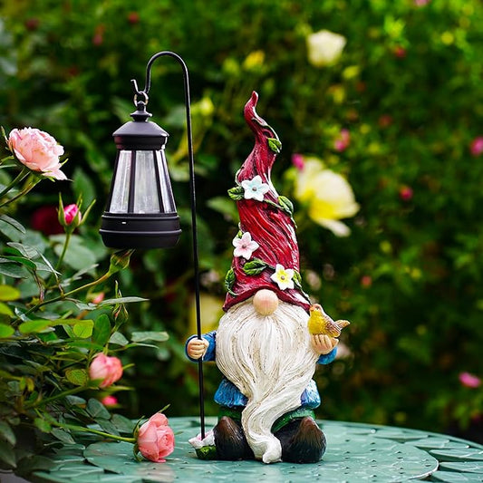 Garden Gnomes Outdoor Statue with Solar Lights,Solar Gnomes Decorations for Yard Outdoor gnome Decorations for Garden, Patio Gnome Gifts for Mom