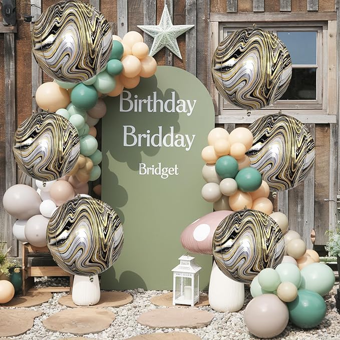 6 Pcs Black Gold and White Balloons, Saxuxu Black and Gold Balloons, 22 Inch Big Round Foil Balloon for Graduations Birthday Party Baby Shower Wedding Decorations