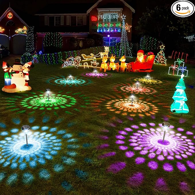 Kingsyard 6 Pack Solar Pathway Lights Outdoor Waterproof IP67, Bright Color Changing & Warm White LED Solar Lights for Outside Garden Yard Landscape Path Christmas Walkway Decor