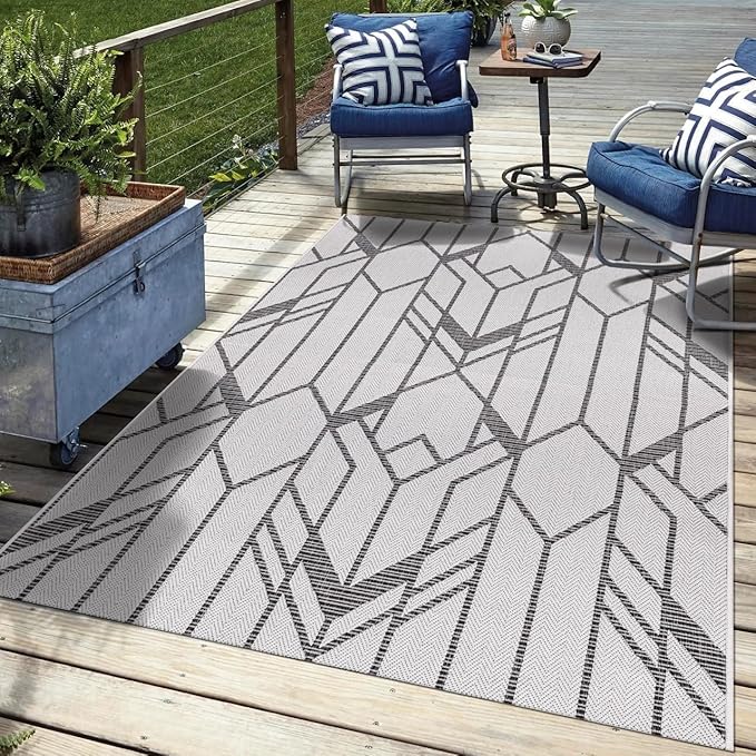 Keen Home Design Terrace Outdoor Area Rug - 6x9 Washable Indoor/Outdoor Rug for Patio, Kitchen, Balcony, Beach, Garden, Deck and Porch, Size: 6'x8'10"