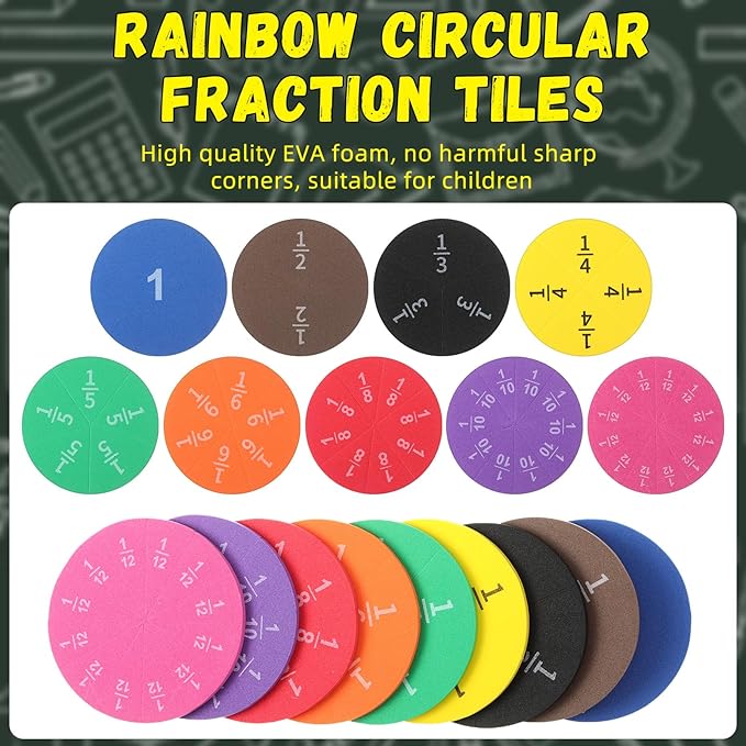 6 Sets Fraction Circles Set for Math Classroom Fractions Manipulatives Math Manipulatives for Home School Supplies
