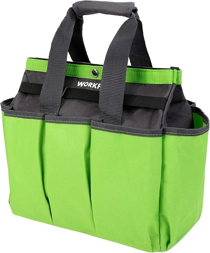 WORKPRO Garden Tool Bag, 8 Pockets Gardening Bag, Heavy Duty Oxford Garden Tote Caddy (Tools NOT Included), 12" x 12" x 6"