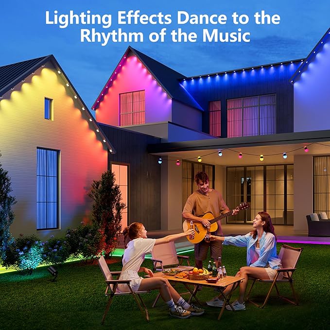 Permanent Outdoor Lights for House,50FT Eave Lamps with 30 RGB LED,IP67 Waterproof Year-Round Outdoor Decorative Lights with APP & Remote Control for Garden Party Christmas Holidays