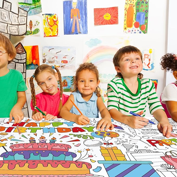 Giant Coloring Poster for Classroom Wall - Versatile 31.5 x 72 Inches Birthday Activity Poster/Table Cover, School Parties, Birthday Party and Special Events Decoration