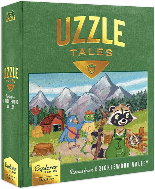 Uzzle Tales Bricklewood Valley - Story Dice Game for Kids – Creative Storytelling & with 12 Story Cubes, Storybook & Character Pawns – Engaging Brain Game for Kids Ages 4