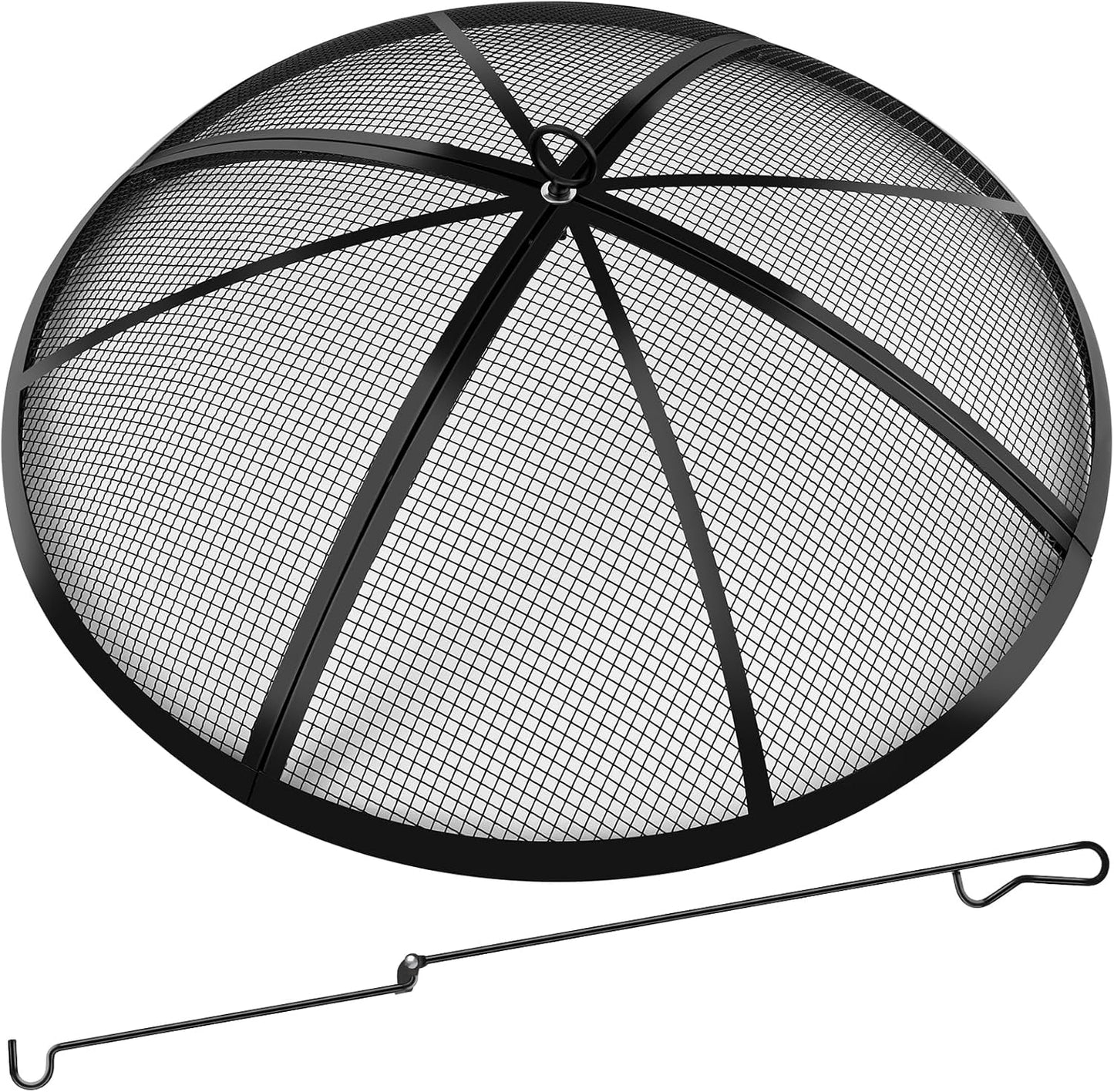 Fire Pit Spark Screen, Fire Pit Screen 30 Inch Round with Handle & Poker, Collapsible Heavy Duty Mesh Fire Pit Cover Fire Pit Lid for Outdoor/Patio/Backyard/RV Camping/Beach