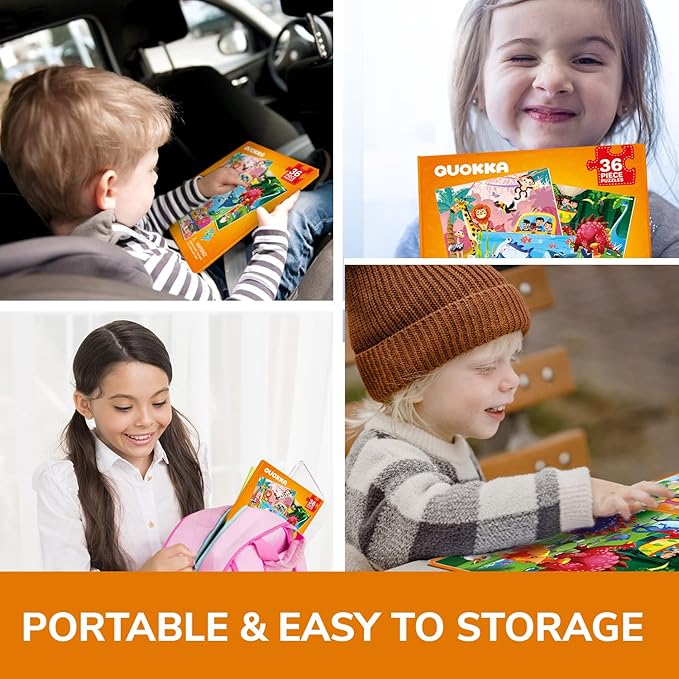 QUOKKA Magnetic Puzzles for Kids Ages 4-6 - 36 Pieces Sudoku Toddler Puzzles Ages 2-4 - Travel Games for Kids Ages 3-5 - Animal Jungle Sea Toddler Travel Toys - Car Airplane Road Trip Games