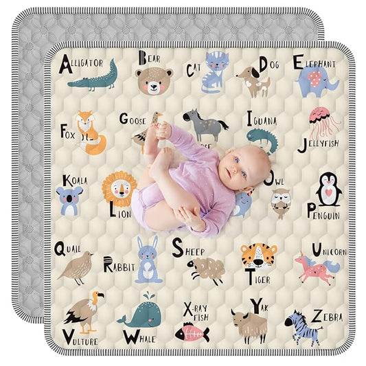 Baby Play Mat 59" X 59", Thickened Soft Floor Mat, Waterproof and Non-Slip Crawling Play Mat, Machine Washable Foldable Crawling Mat for Floor Playpen