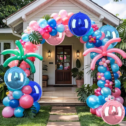 Giant Foil Balloons, 6Pcs Large Metallic Light Blue Royal Pink Round Balloons, 22 Inch Big Round Foil Balloon for Blue and Pink Birthday Party Baby Shower Gender Reveal Decorations
