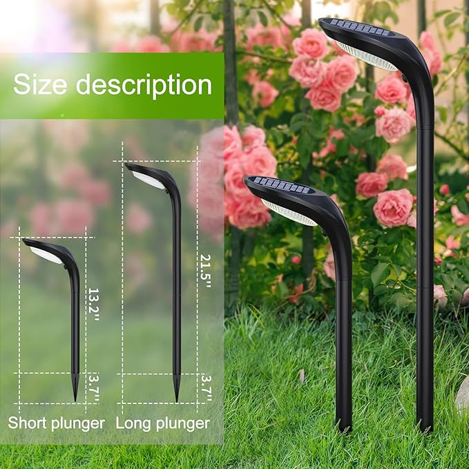 JSOT Solar Pathway Outdoor Lights Waterproof,7 Color Changing Yard Decor Light for Outside, 9 Lighting Modes Auto On/Off Solar Landscape Bright Lamp for Garden Walkway Pathway Path Decoration 4 Pack