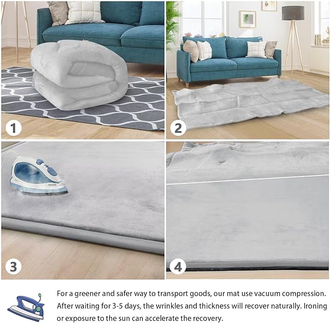 Baby Play Mat for Floor Tummy Time Nursery Rug Muscle Area Playroom Rug Tatami Mat 13'1"x6'7" Memory Foam 1.3" Thick Crawling for Babies,Toddlers, Infants, Kids(Light Gray)