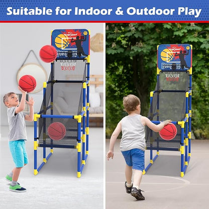 Kids Basketball Hoop Arcade Game W/Electronic Scoreboard Cheer Sound, Basketball Hoop Indoor Outdoor W/4 Balls, Basketball Game Toys Gifts for Kids 3-6 5-7 8-12 Toddlers Boys Girls