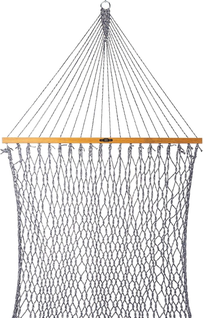 Original Pawleys Island 14DCOTNV Deluxe Navy Oatmeal Heirloom Tweed DURACORD Rope Hammock with Extension Chains & Tree Hooks, Handcrafted in The USA, 450 LB Weight Capacity, 13 ft. x 60 in.