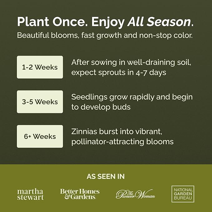 Eden Brothers Zin Master Flower Mixed Seeds for Planting, 1/4 lb, 120,000+ Seeds with California Giant, Mexican, Lilliput Zinnia | Attracts Pollinators, Plant in Spring, Zones 3, 4, 5, 6, 7, 8, 9, 10