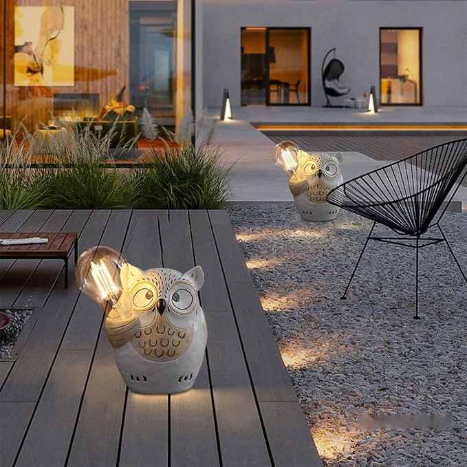 pearlstar Owl Garden Outdoor Statue, Solar Figurines Bulb LED Lights, Outdoor Garden Lawn Decorations for Porch Patio Yard Lawn, Unique Gifts for Friends and Family