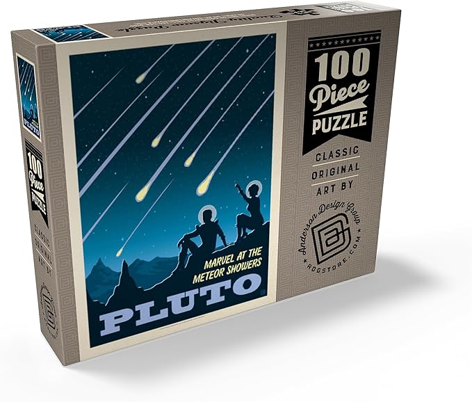 MyPuzzle Pluto: Meteor Showers, Vintage Poster - Premium 100 Piece Jigsaw Puzzle for Adults