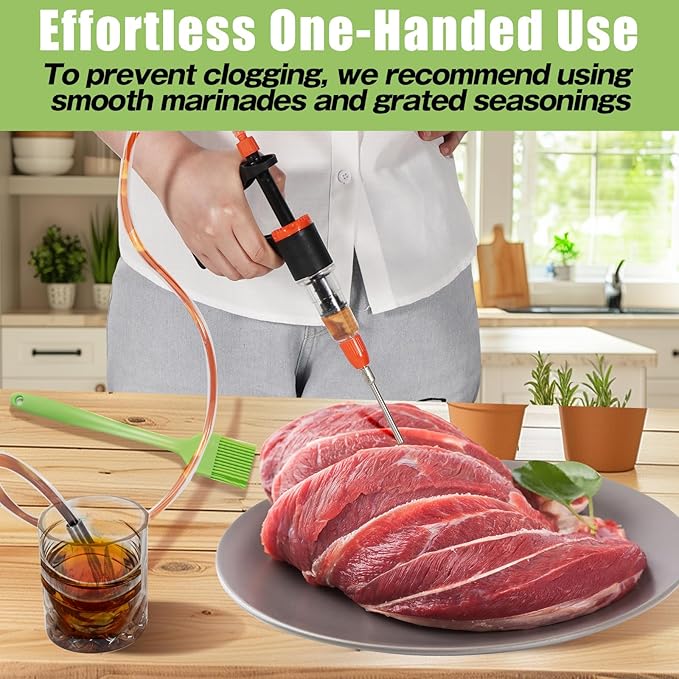 Premium Marinade Injector Syringe – Adjustable Flow (5ml/10ml/15ml), 4 Stainless Steel Needles, Meat Injector for Turkey, BBQ, Chicken, Beef, Pork, Brisket, Smoking & Holiday Cooking