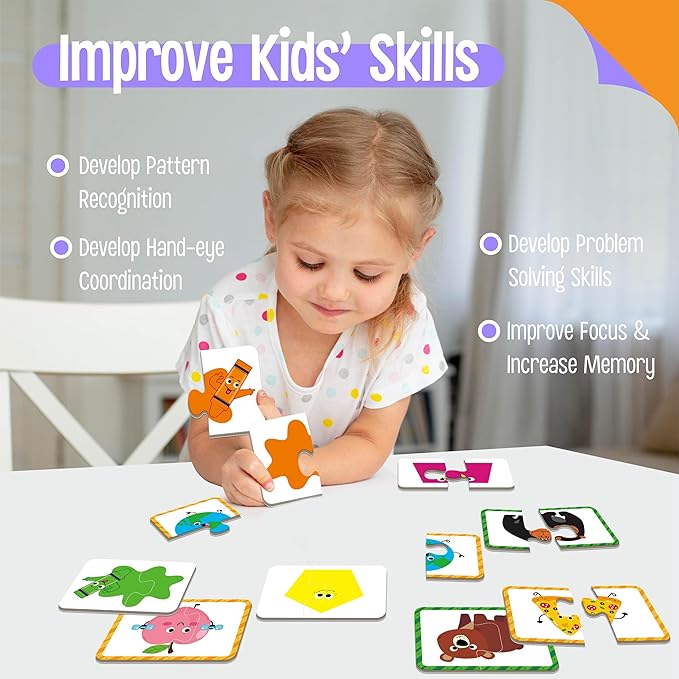 24 Set Color & Shape Puzzles, Self-Correcting Puzzle Matching Game Educational Hands-on Activities for Toddlers, Kindergarten, First Learning Learning Games Toys for 3 Years Old
