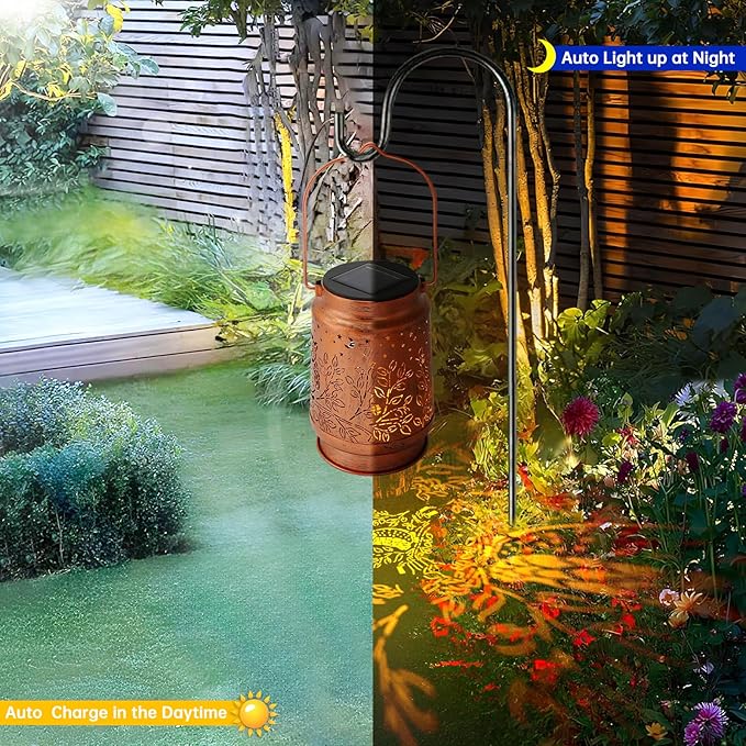 Solar Lanterns Outdoor Waterproof - Metal Hanging Solar Lights for Patio Yard Garden Decor, Christmas Birthday Gifts for Women Mom Men (2 Pack, Owl Shape)