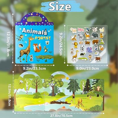 6 Pack Reusable Sticker Books for Kids, Waterproof Puffy Stickers - Toddler Travel Essential Quiet Time Activities Toys - Animal, Marine, Dinosaur, Traffic, Space and Organ (2-6 Age)