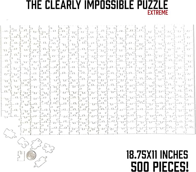 The Clearly Impossible Puzzle 500 Pieces Hard Puzzle for Adults (Acrylic, Jigsaw, 18.75x11 inches, 1 Pound, Made in USA)