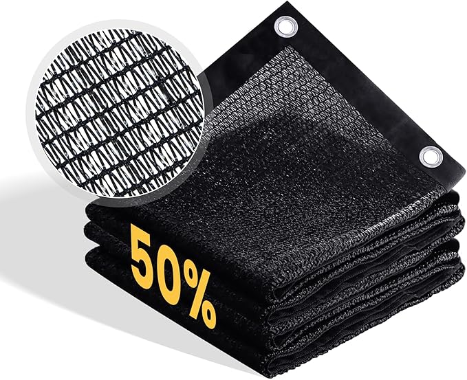 VICLLAX 50% Shade Cloth, 6x16FT Durable Black Mesh Trap with Every 3 FT Grommet, Sun Shade Fabric Netting for for Plants Cover, Greenhouse, Chicken Coop, Barn Kennel, Garden Patio