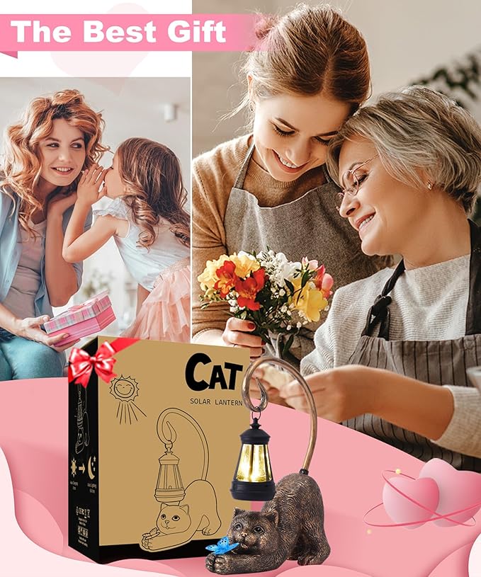 Solar Dog Garden Statue for Outdoor: Outside Sculptures Decor for Art Patio Balcony Yard Lawn – Unique Birthday Gift for Women Mom Grandma