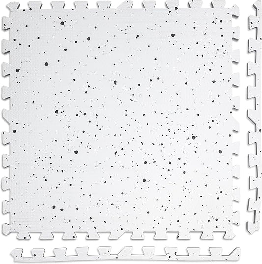 Play Platoon Non-Toxic Large Kids Play Mats for Floors, 9 Tile 72 x 72 inch - Extra-Thick Interlocking Comfortable Cushioned 24 x 24 in. Puzzle Mat with Border, Neutral Playmat Rug for Toddlers