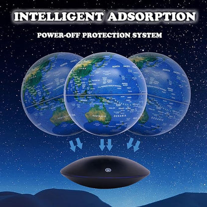 6" Magnetic Levitation Floating Globe Anti Gravity Rotating World Map with LED Light 7 Colors Display Floating Globe for Children Educational Gift Home Office Desk Decor (Style 2)