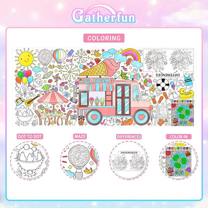 Giant Coloring Poster for Classroom Wall - Versatile 31.5 x 72 Inches SUMMER Activity Poster/Table Cover, School Parties, SUMMER Birthday Party and Special Events Decoration
