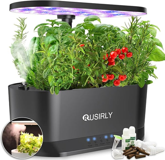 Misting 11 Pods Hydroponic Growing System Herb Garden Kit Indoor, 4L + 1.5L Large Tank Plant Germination Kit with Adjustable Height Grow Light to 18", Quiet Pump, Auto Timer, Gardening Christmas Gifts