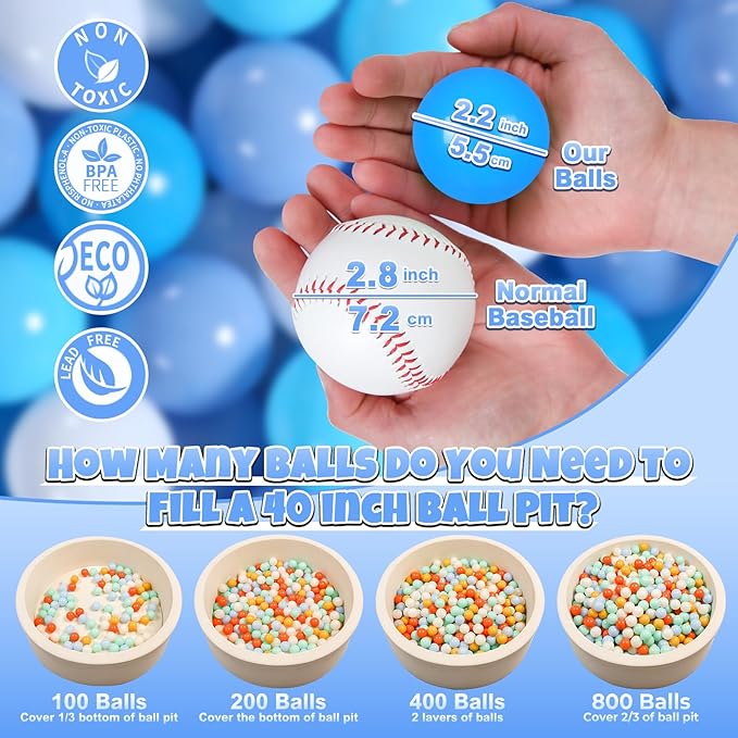 GOGOSO Plastic Balls Play Pit Balls for Baby Kid Ball Play Pit Play Yard, Baby Fance, Playpen, Playtent with 3 Colors,2.17inches