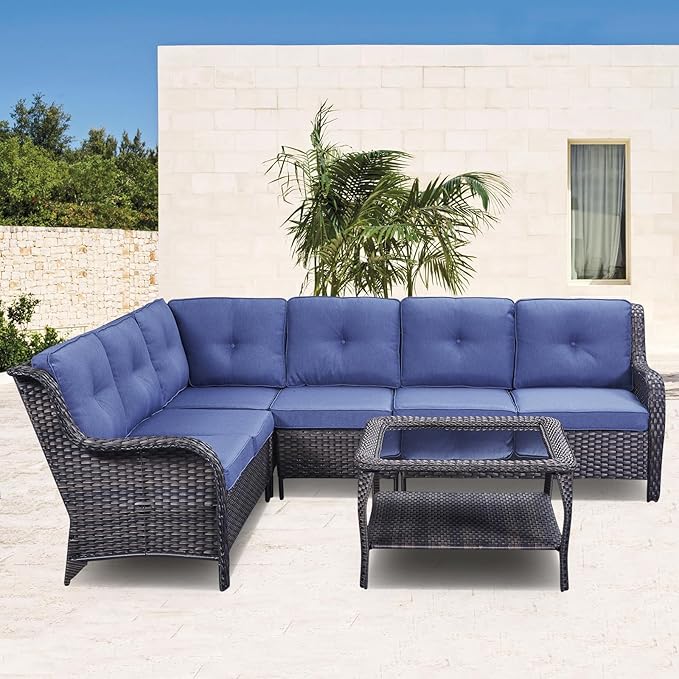 Patio Tables Outdoor Coffee Table - Wicker Rattan Coffee Tables with 2-Tier Storage Shelf Glass Top for Proch Deck Balcony Garden Squre Brown