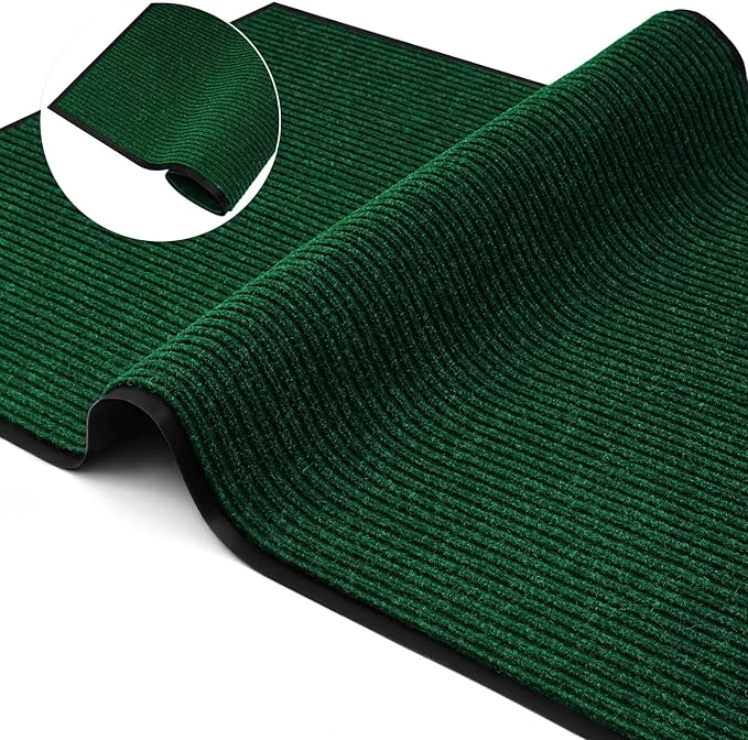 Profile Rubber Door Mat, 60x35inch, Heavy Duty, Entrance Doormat, Indoor and Outdoor, Waterproof, Easy Clean Shoe Scraper, Home Rug Welcome Mats for Entryway, Patio, Porch, Green