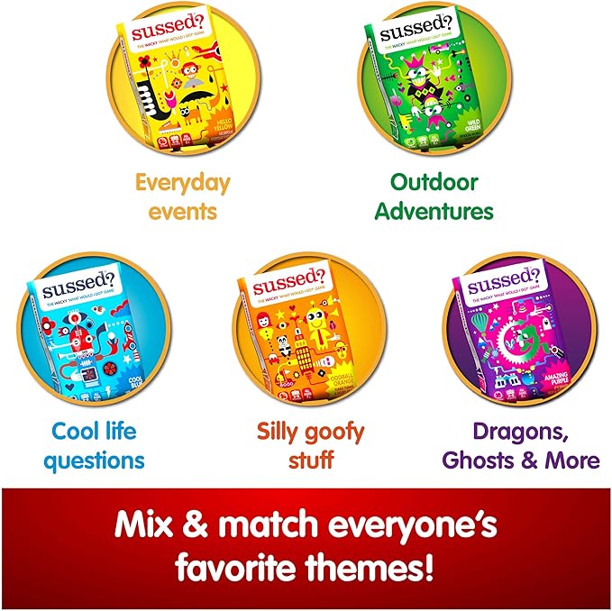 SUSSED Wacky ‘What Would You Do’ Card Game - Fun Boo Basket Stuffer for Girls, Boys & Kids - Builds Social Skills & Confidence - Purple Pack: Dragons, Space & Magic