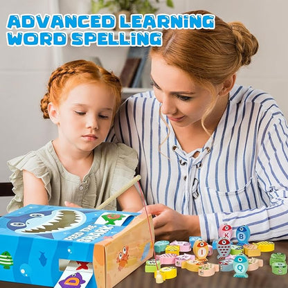 Cinrobiye Fishing Game for Shark ABC Alphabet Match, Fine Motor Skill Builder, Alphabet Games and Sorting Set, Preschool Learning Activities, Toddler Matching and Learning Activities Gifts