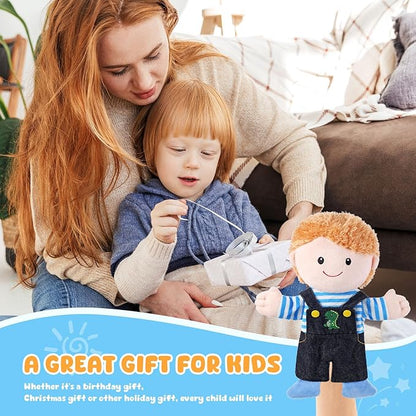 1 Pcs Family Hand Puppets 12 Inch Grandparents, Mom & Dad, Brother & Sister Plush Hand Puppet Toys Role-Play Toy Puppets for Kids Storytelling Imaginative Pretend Play Teaching Preschool(Brother A)