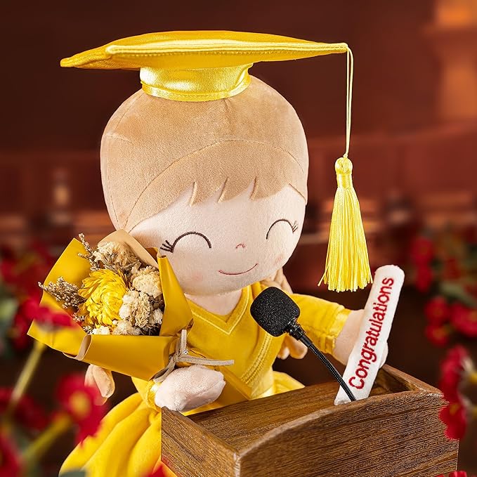 Gloveleya Baby Girl Gifts Graduation Plush Girls Dolls Congratulation Gift for Kindergarten Gold 16 inch