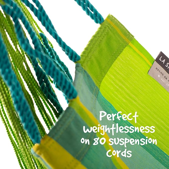 LA SIESTA® - Medium Basic Domingo Hammock Swing Chair - Weather & Tear Resistant Hanging Hammock Chair - Indoor Outdoor Hammock Chair Swing - Patio Porch Bedroom Hanging Chair - Max 250 Lbs, Lime