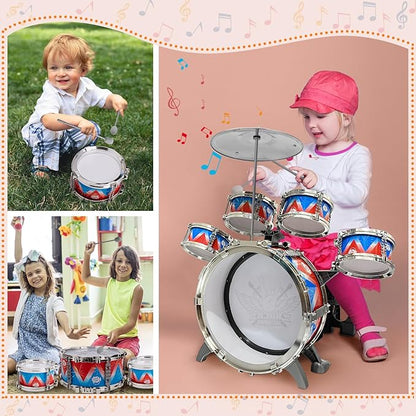 Toddlers Drum Set Kids Jazz Band Rock Kit for 3-5 Years Old Perfect Birthday Xmas Gift - Early Learning Musical Toy Set with Easy Assembly
