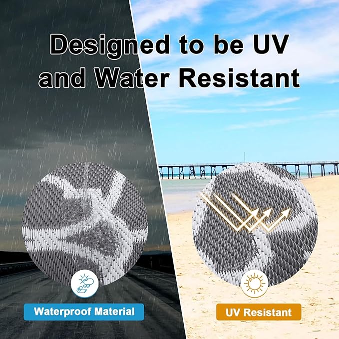 HEBE Outdoor Rug Waterproof 5x8, Plastic Straw Rug Camping Rug, Reversible Outdoor Patio Rugs RV Mat Clearance, Indoor Outside Floor Carpet for Porch,Deck,Camper,Balcony,Backyard